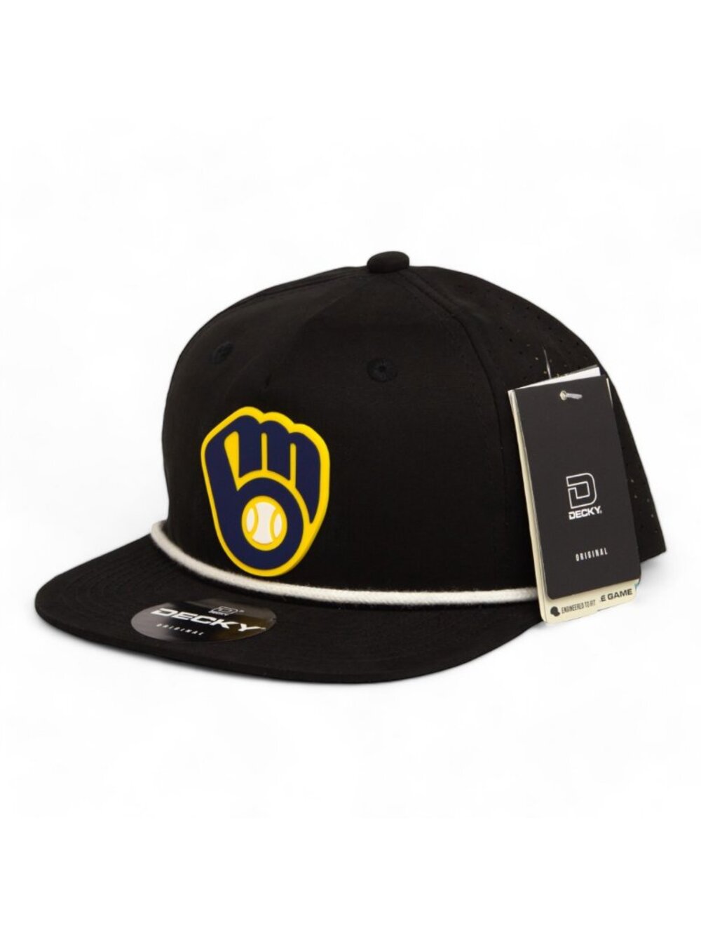 Milwaukee Brewers 3D Perforated Rope Hat- Black/ White